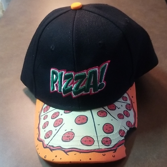 Other - Pizza Graphic Kids Baseball Cap - Black & Orange